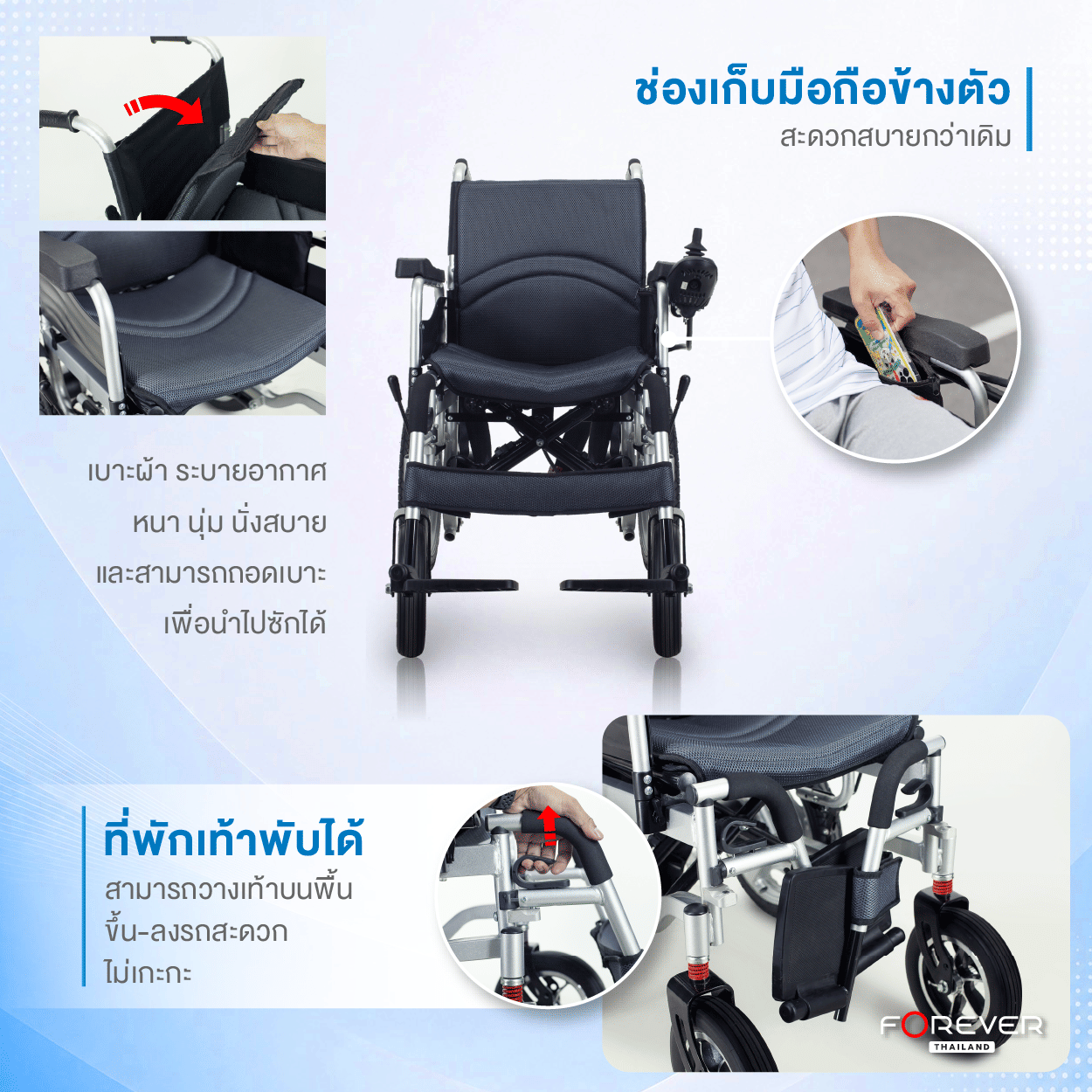 รถเข็นวีลแชร์ไฟฟ้า FOREVER ELITE SILVER ล้อใหญ่_5